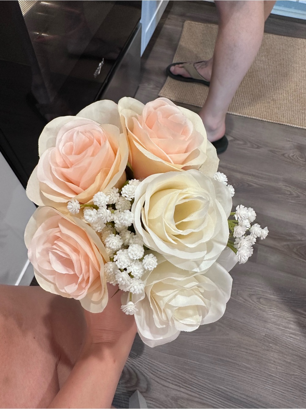 Silk Cream and Blush Artificial Rose Bouquet - Home Accents